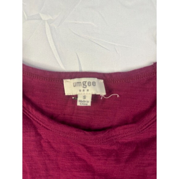 Umgee Dress Womens Size Small Cotton Ruffle Solid Burgundy Short Sleeve - Picture 2 of 7